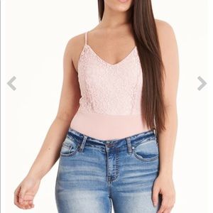 Pink laced bodysuit